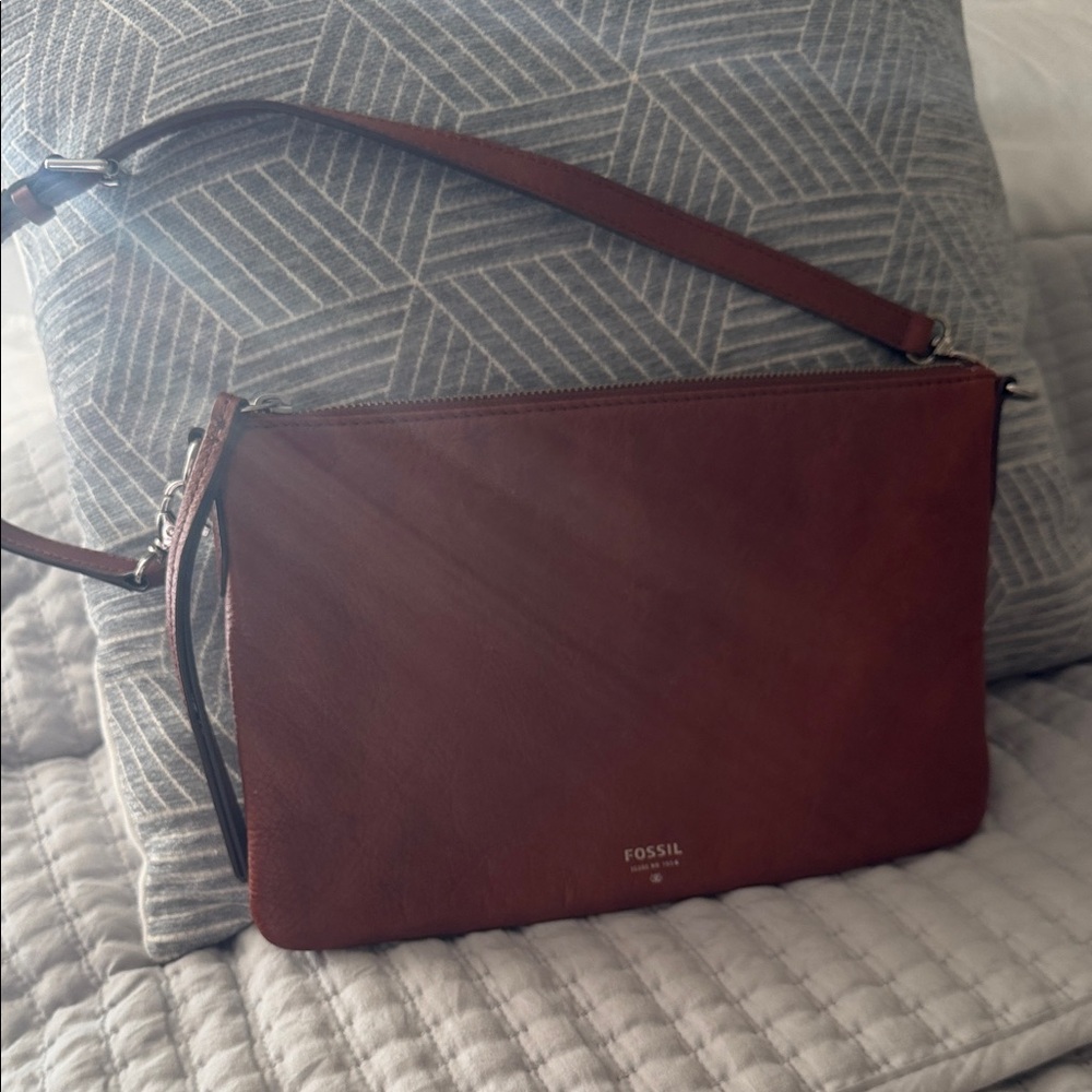 Fossil Dark Brown Leather Shoulder Bag